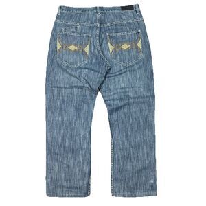 Vintage Y2K Sean John Baggy Jeans 36x32 Hip Hop Skater Embroidered Light Wash
